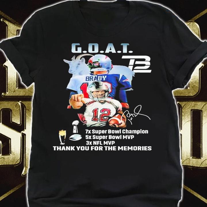 Tom Brady Goat Thank You For The Memories Signature T-Shirt
