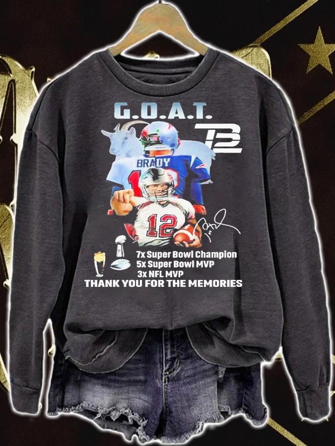 Tom Brady Goat Thank You For The Memories Signature T-Shirt