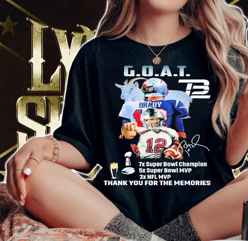 Tom Brady Goat Thank You For The Memories Signature T-Shirt