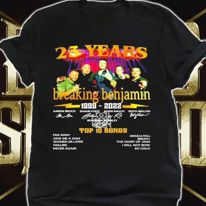 23 years Breaking Benjamin 1999-2022 signatures t-shirt shirt