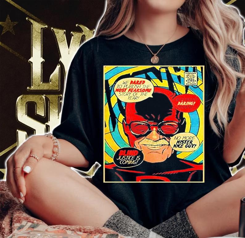 Daredevil Parody Stan Lee Fan Art Daredevil Comic Book Cover T-Shirt woman shirt