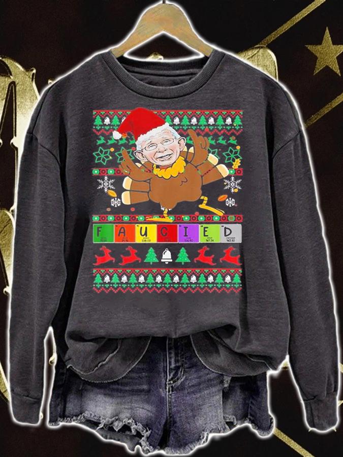Fauci Lied Faucied Christmas Fauci Mandates Ugly Christmas T-Shirt