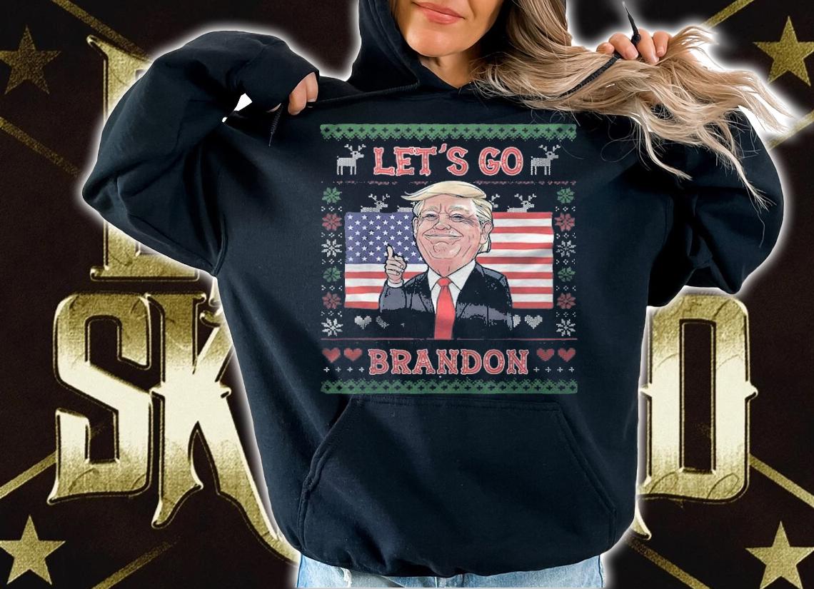 Let's Go Brandon Donald Trump US Flag Ugly Christmas T-Shirt