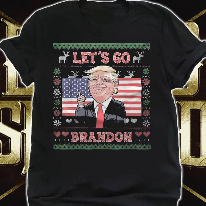 Let's Go Brandon Donald Trump US Flag Ugly Christmas T-Shirt