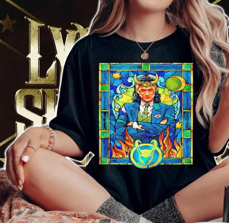 Marvel Loki Stained Glass Portrait Shirt woman shirt