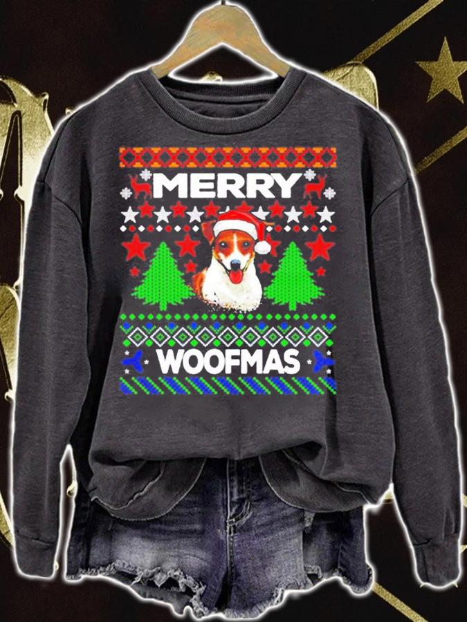 Merry Woofmas Ugly Sweater Christmas Jack Russell Lover Gift T-Shirt sweatshirt