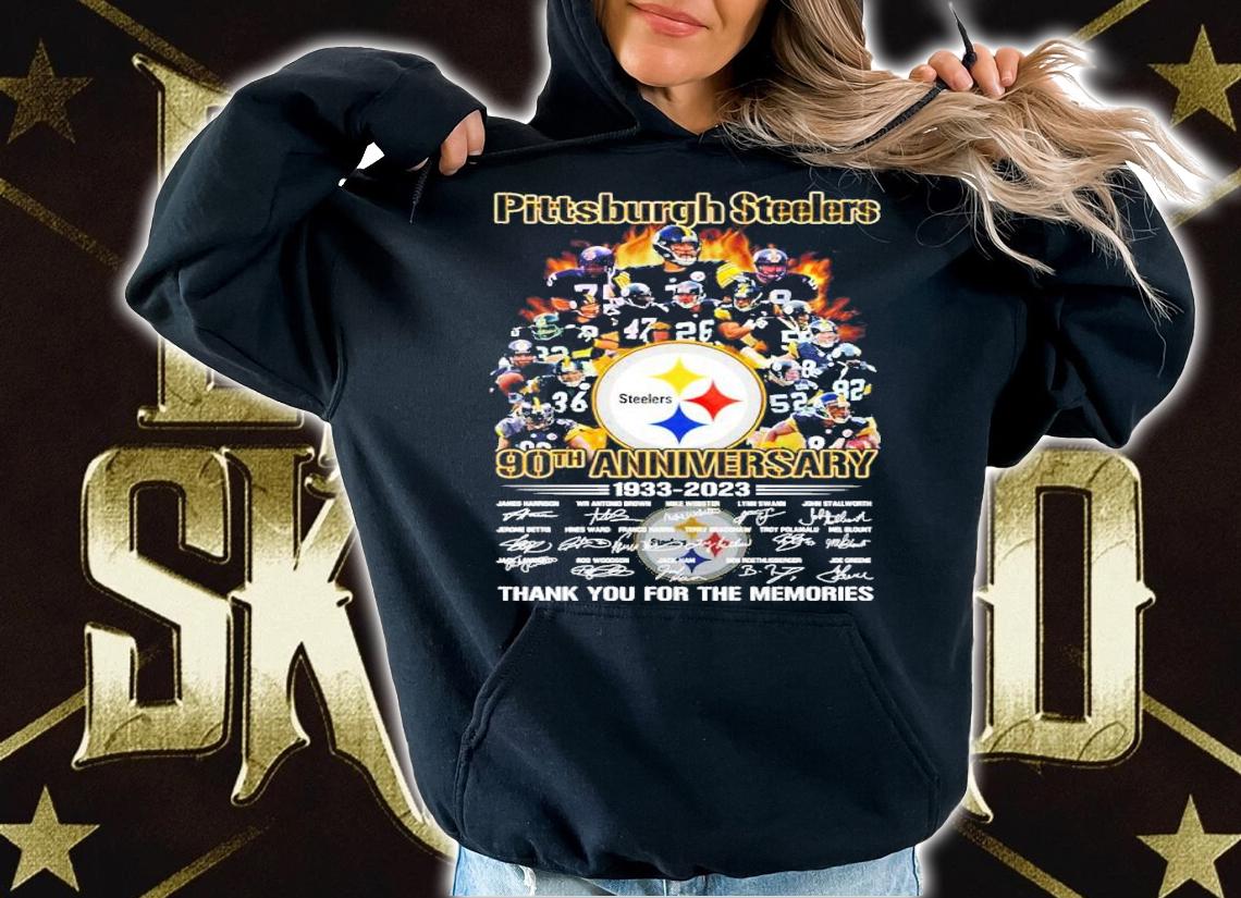 Pittsburgh Steelers 90th Anniversary 1933-2023 Signatures Thank You For The Memories Shirt hoodie