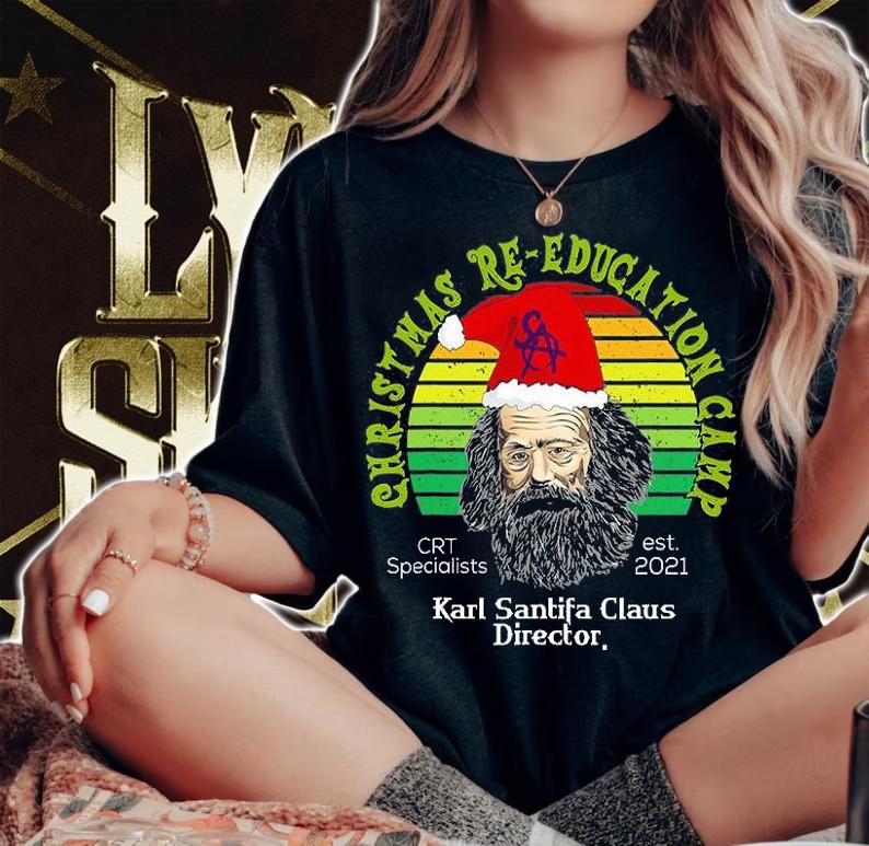 Santifa Claus Christmas Education Funny Anti Liberal Biden T-Shirt woman shirt