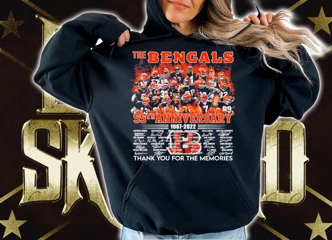 The Cincinnati Bengal 55th Anniversary 1967-2022 Signatures Thank You For The Memories Shirt