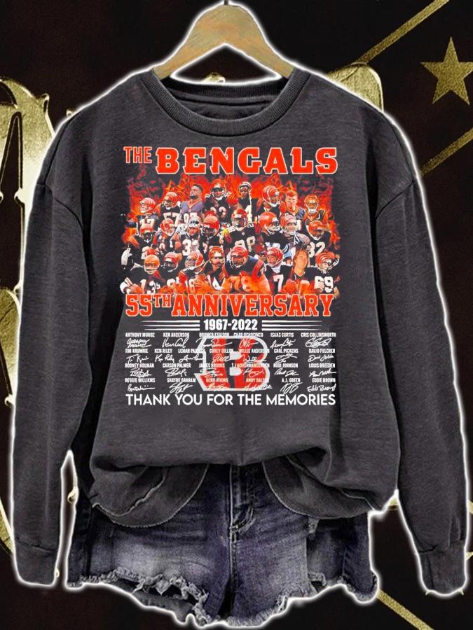 The Cincinnati Bengal 55th Anniversary 1967-2022 Signatures Thank You For The Memories Shirt