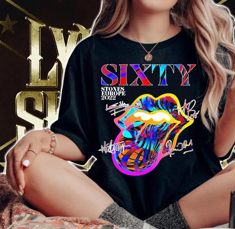 The Rolling Stones Sixty Europe 2022 Signatures T-Shirt woman shirt