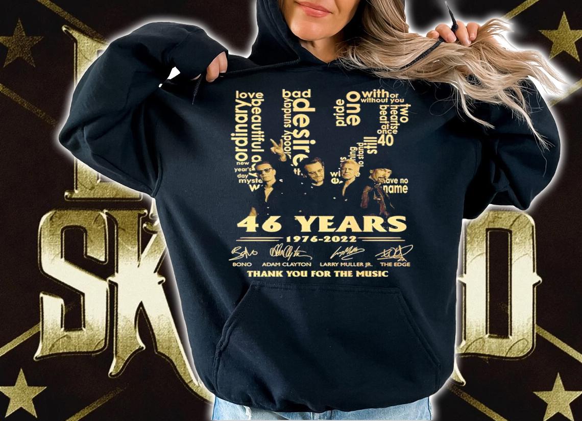 U2 46 Years 1976-2022 Signatures Thank You For The Music Shirt