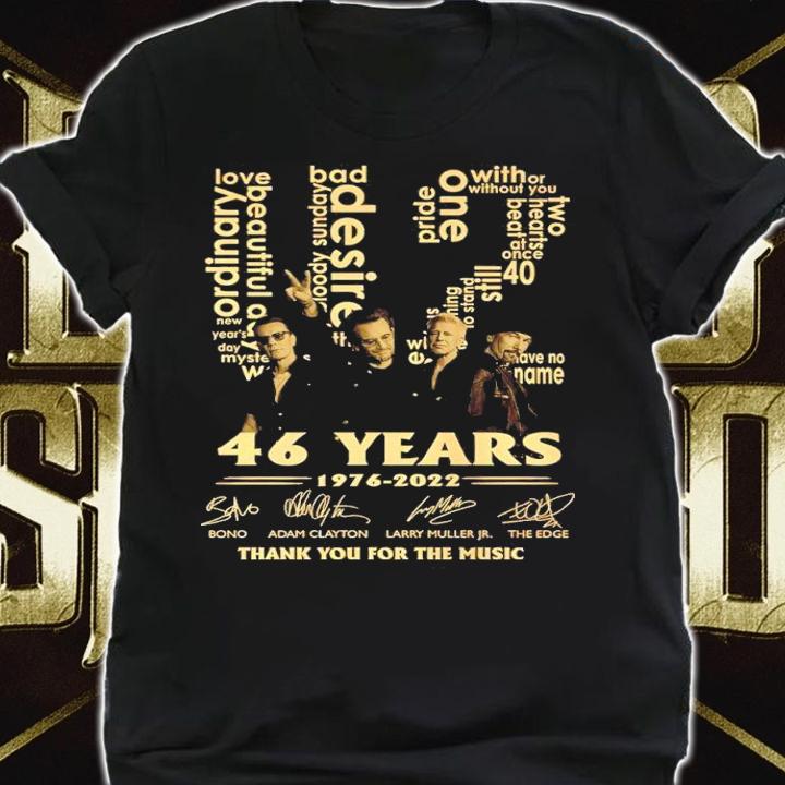 U2 46 Years 1976-2022 Signatures Thank You For The Music Shirt