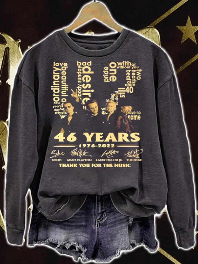 U2 46 Years 1976-2022 Signatures Thank You For The Music Shirt