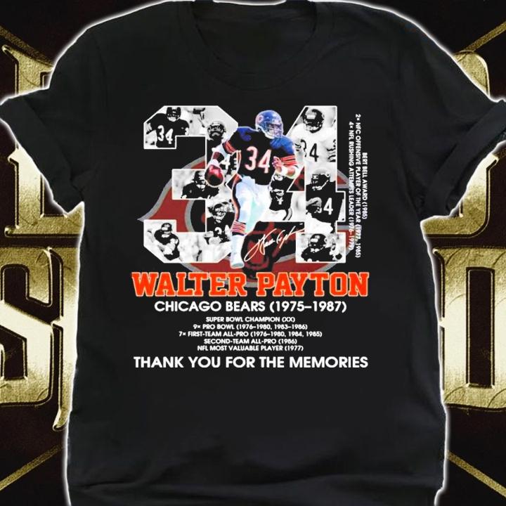 34 Walter Payton Chicago Bears 1975-1987 t-shirt