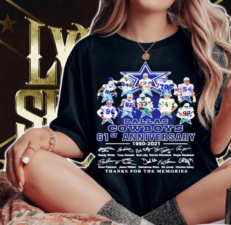 Dallas Cowboys 61st anniversary 1960-2021 signatures shirt