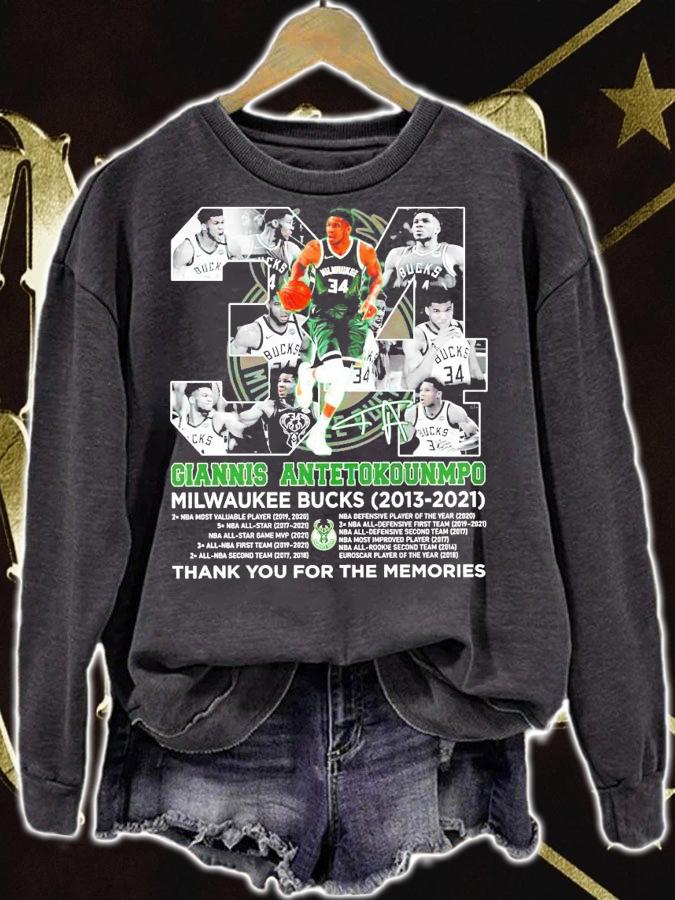 Giannis Antetokounmpo Milwaukee Bucks 2013-2021 signature shirt