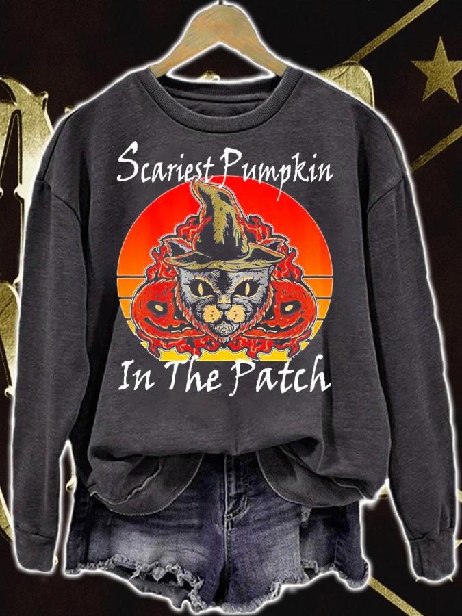 Halloween Cats Scariest Pumpkin In The Patch Vintage Shirt