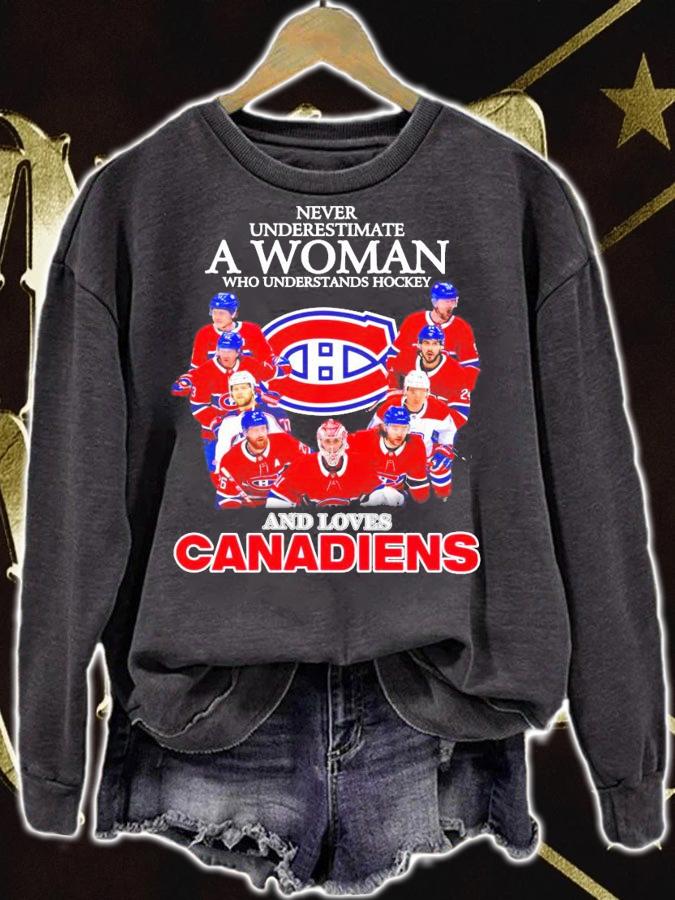 Never underestimate a woman who understands hockey and loves Montreal Canadiens Shirt