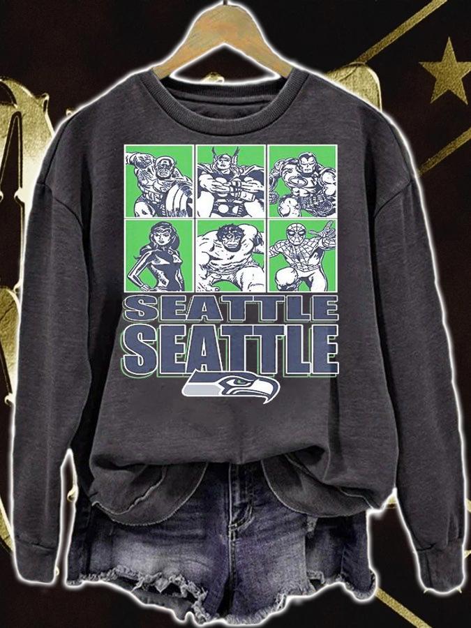 Seattle Seahawks Disney Marvel Avengers Line-Up shirt sweatshirt