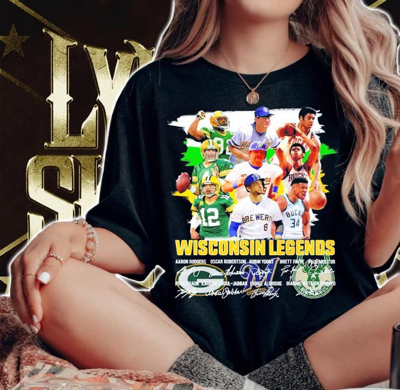Wisconsin Legends Packers Brewers Bucks signature shirt woman shirt
