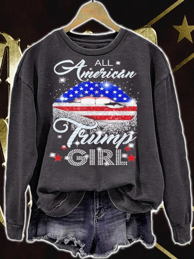 American Flag lip American Trump girl shirt sweatshirt