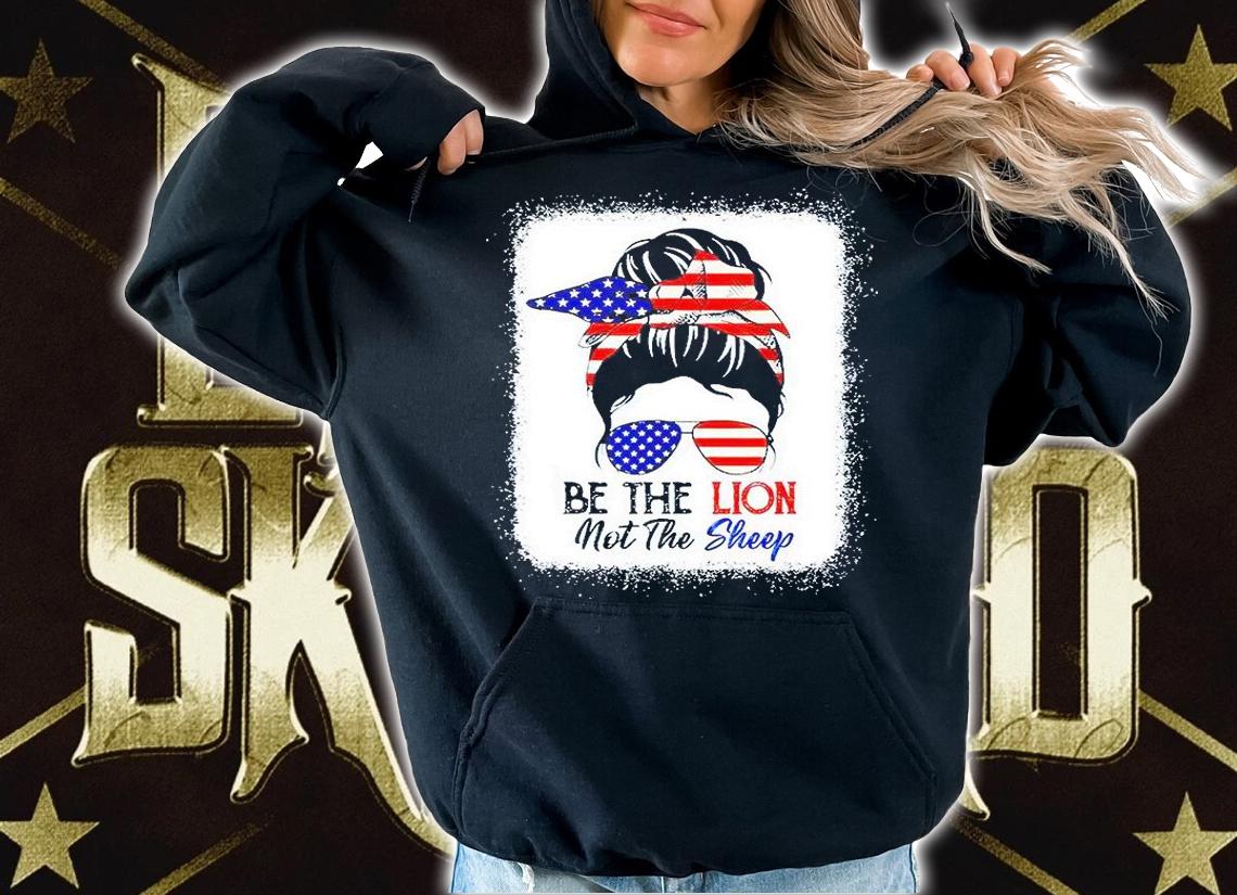 Be the Lion not the sheep American flag sunglasses T-shirt