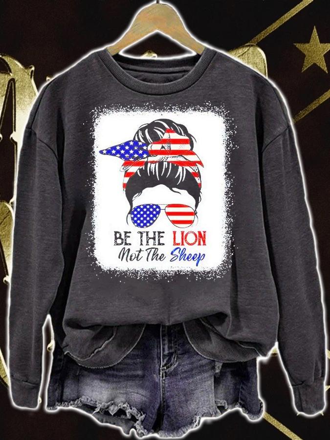 Be the Lion not the sheep American flag sunglasses T-shirt