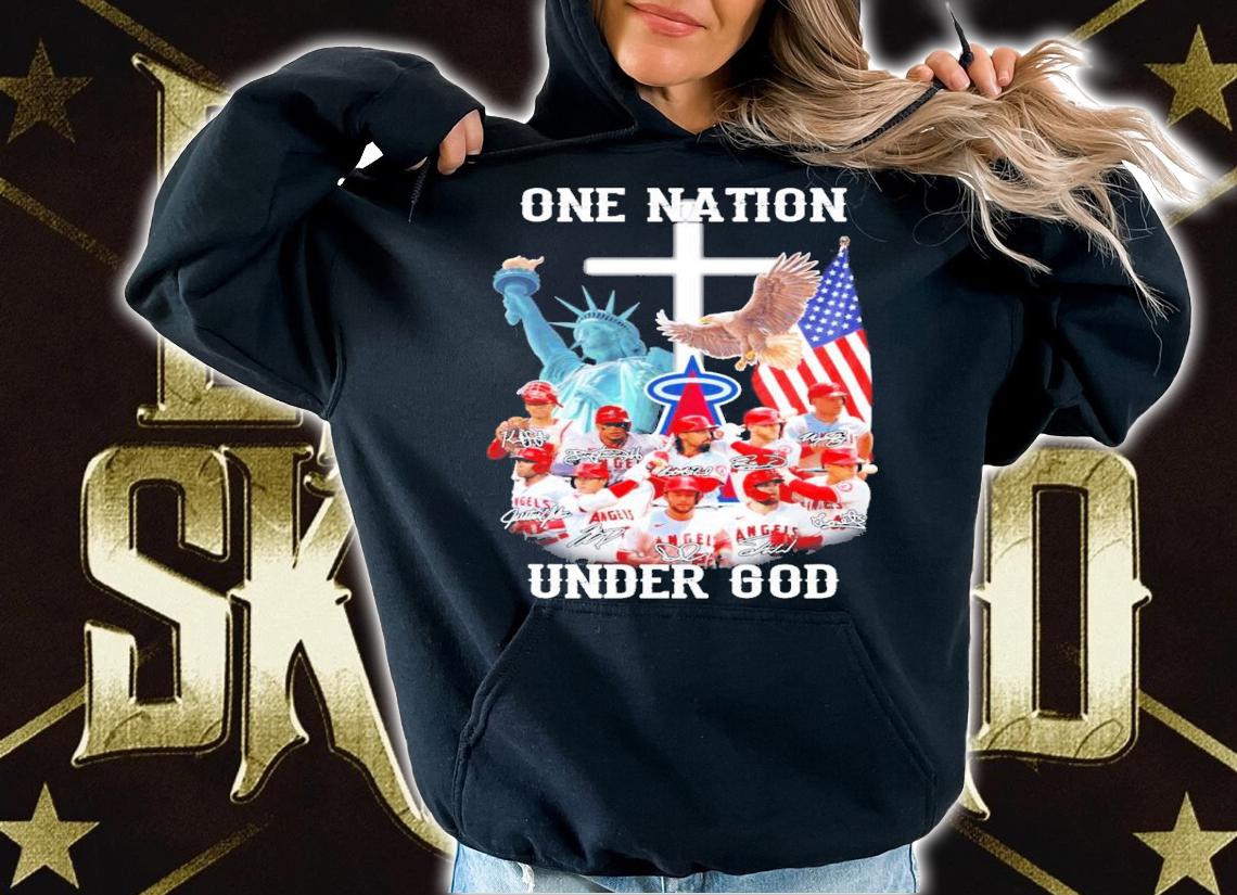 Los Angeles Angels one nation under god signatures shirt