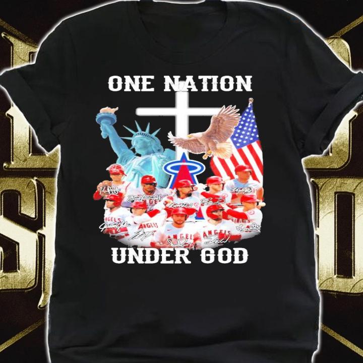 Los Angeles Angels one nation under god signatures shirt