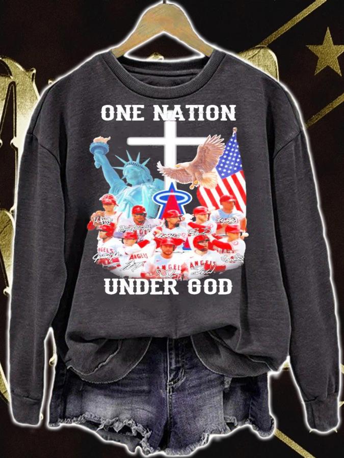 Los Angeles Angels one nation under god signatures shirt