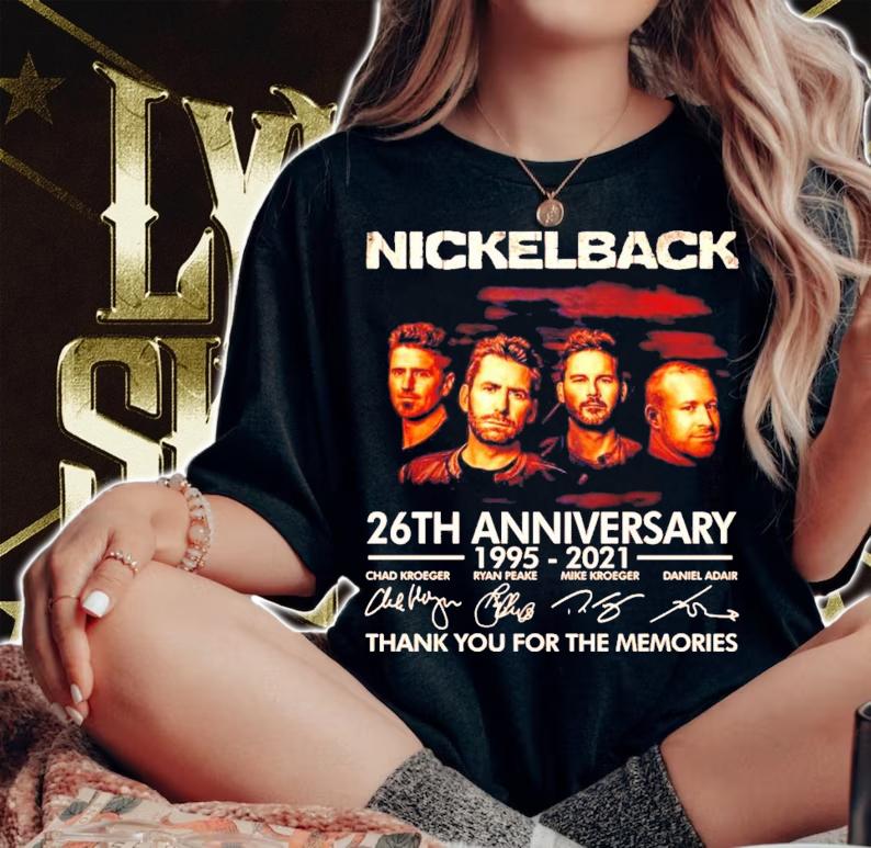 Nickelback 26th anniversary 1995-2021 signatures shirt woman shirt