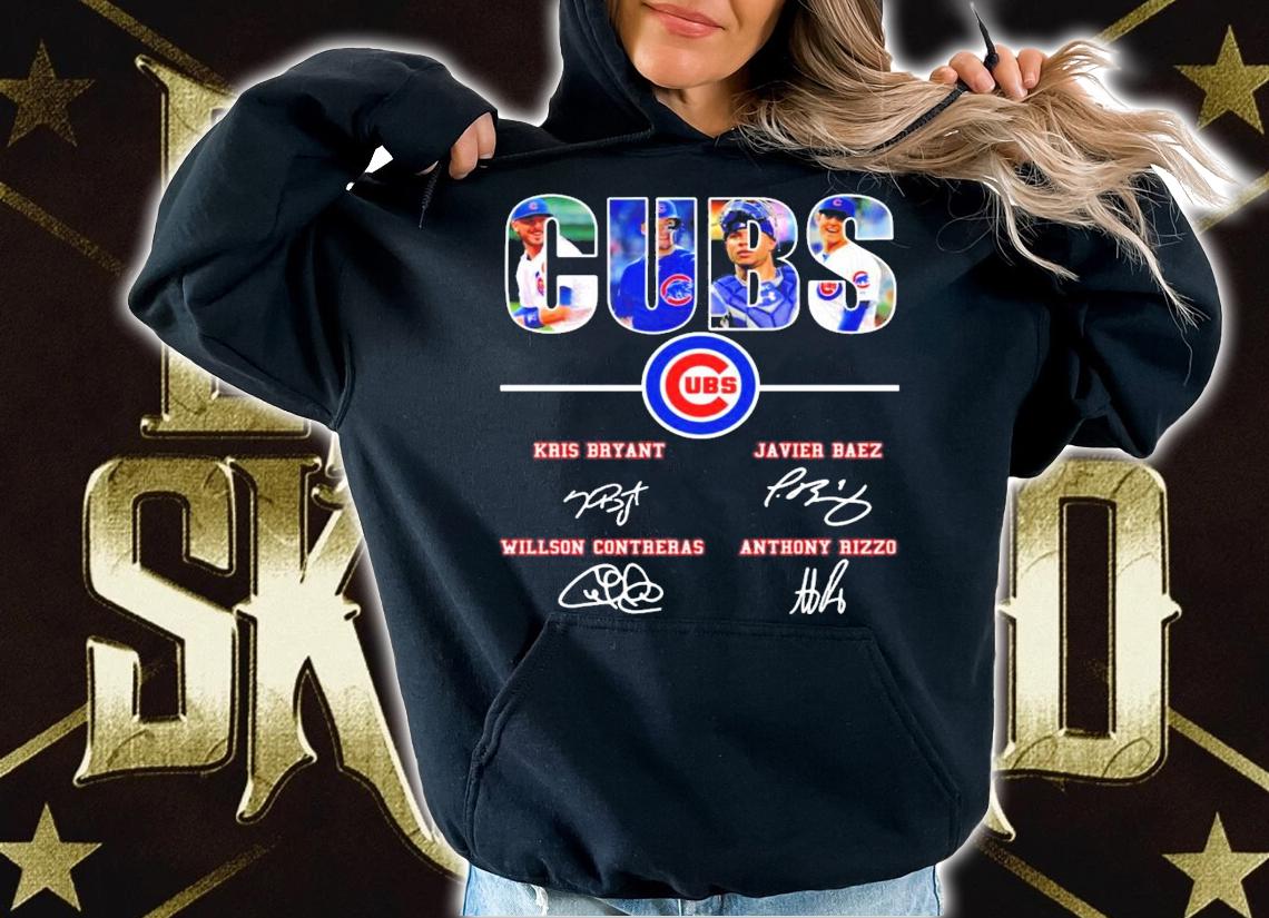 Cubs Kris Bryant Javier Baez Willson Contreras Anthony Rizzo signatures shirt