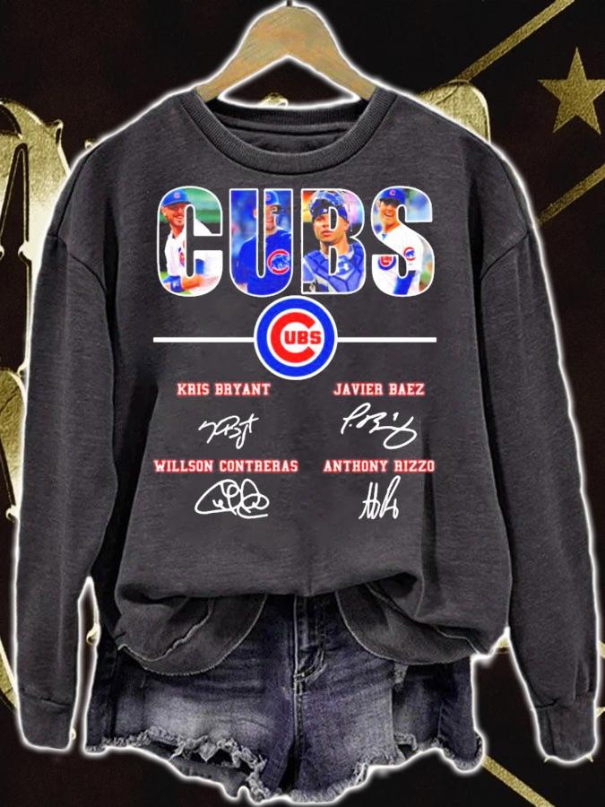 Cubs Kris Bryant Javier Baez Willson Contreras Anthony Rizzo signatures shirt