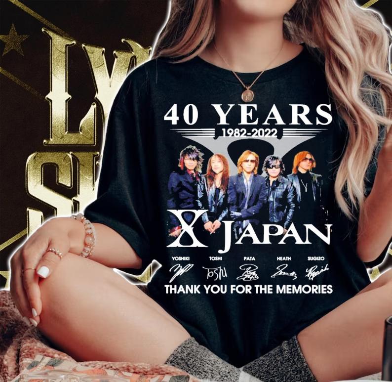 40 years 1982-2022 X Japan signatures T-shirt woman shirt