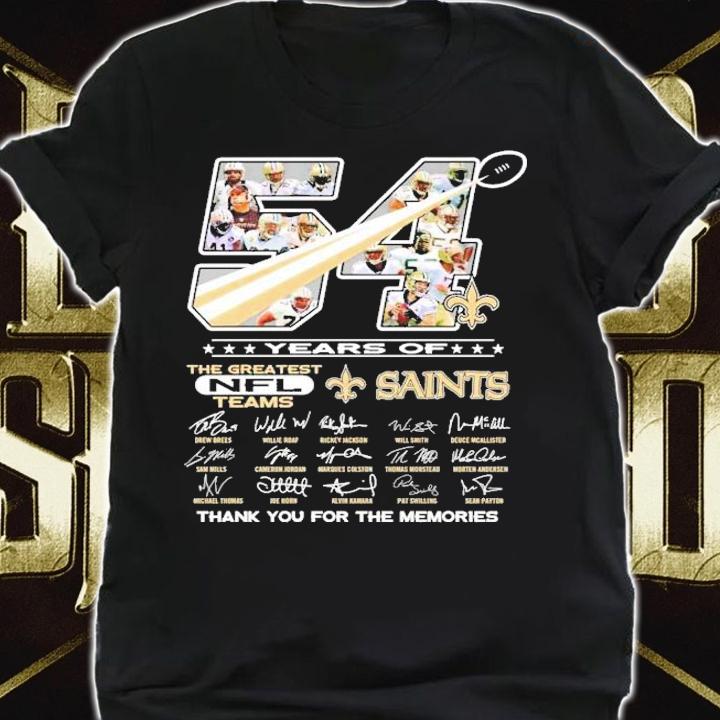 54 years of the greatest NFL teams Saints thank you for the memories shirt shirt
