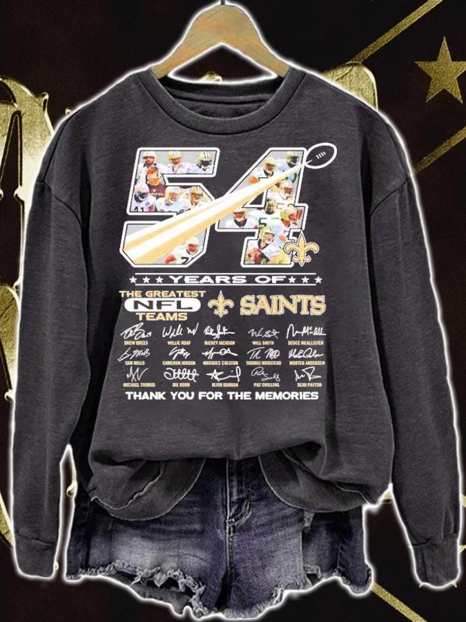 54 years of the greatest NFL teams Saints thank you for the memories shirt sweatshirt