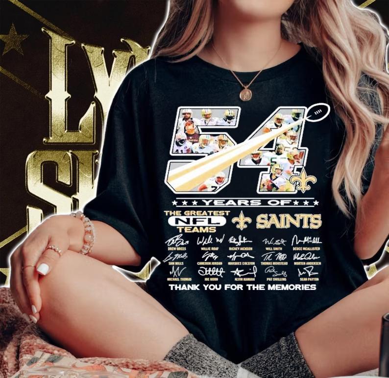 54 years of the greatest NFL teams Saints thank you for the memories shirt woman shirt