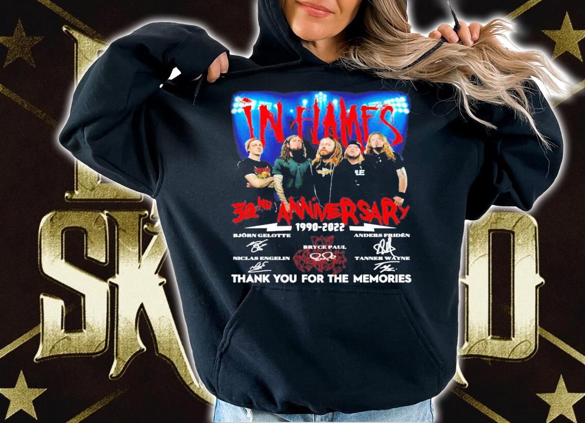 In Flames 32nd anniversary 1990-2022 signatures shirt hoodie