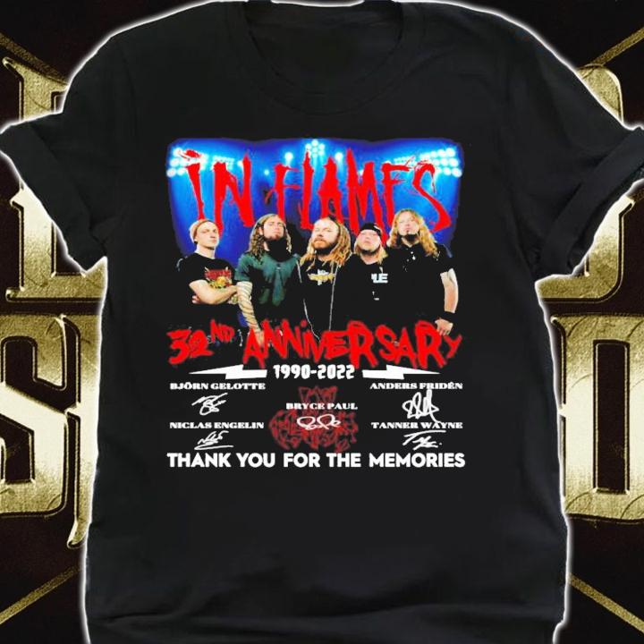 In Flames 32nd anniversary 1990-2022 signatures shirt shirt
