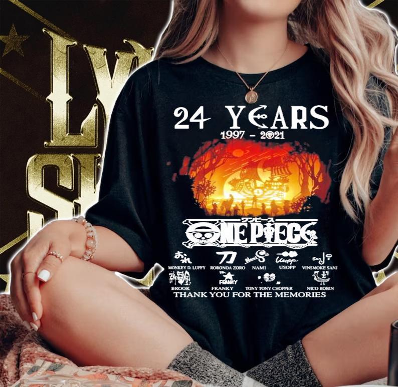 One Piece 24 years 1997-2021 thank you for the memories shirt woman shirt