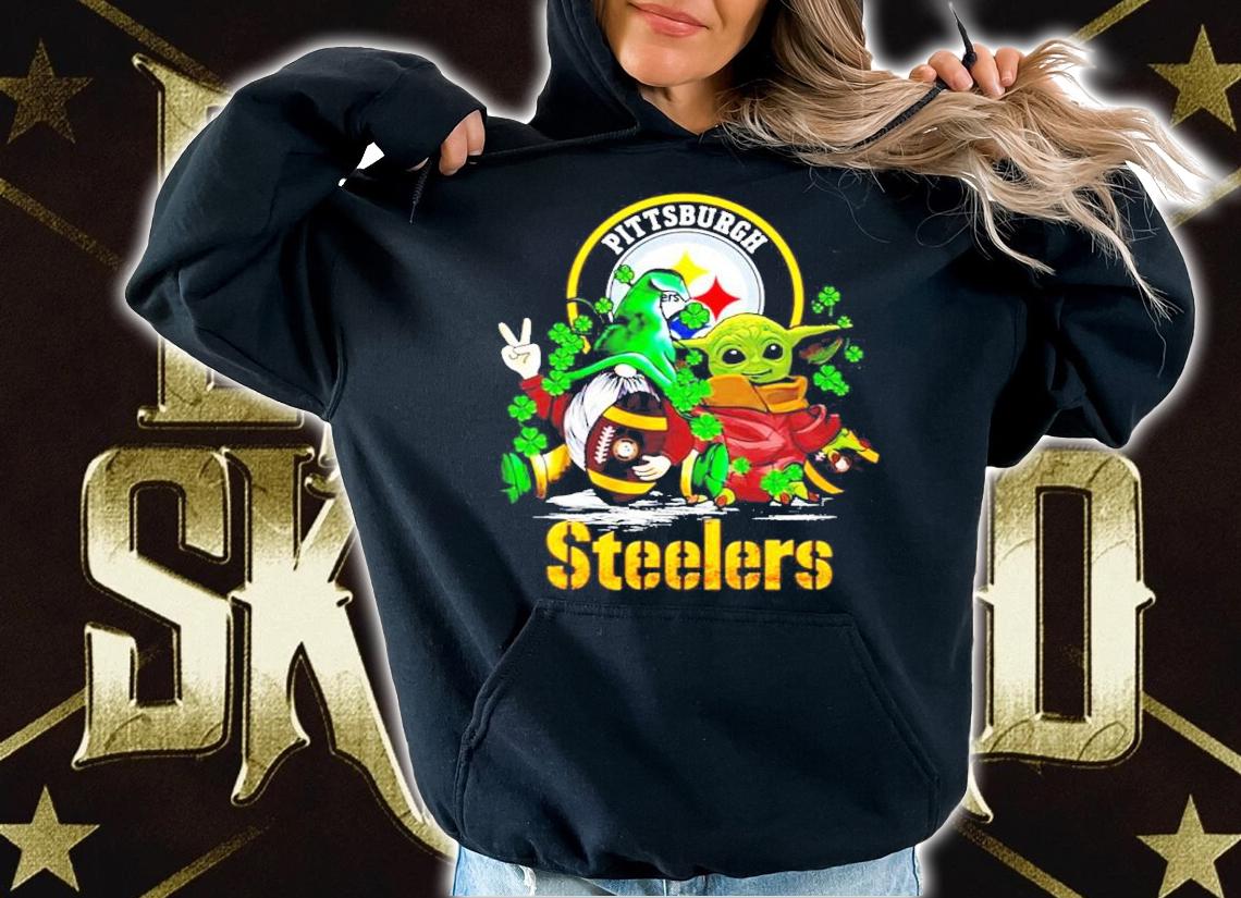 St.Patrick's day Gnome and Baby Yoda Pittsburgh Steelers shirt hoodie