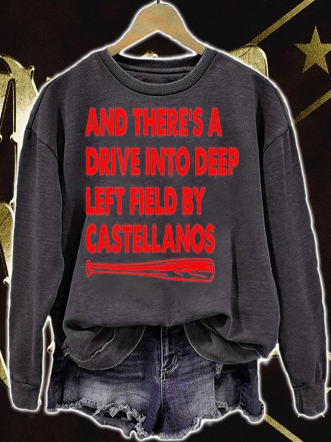 And there's a drive into deep left field by castellanos shirt sweatshirt
