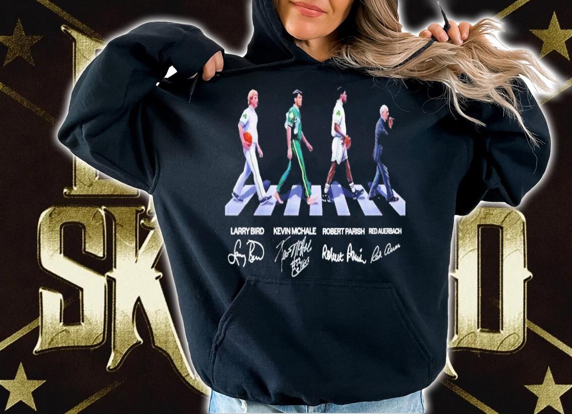 Abbey Road Boston Celtics Larry Bird Kevin Mchale Robert Parish Red Auerbach signatures shirt