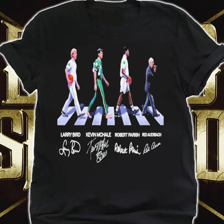 Abbey Road Boston Celtics Larry Bird Kevin Mchale Robert Parish Red Auerbach signatures shirt