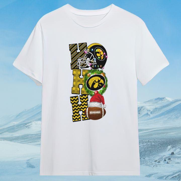 Official Iowa Hawkeyes Christmas T-Shirt - Ho Ho Ho Holiday Spirit