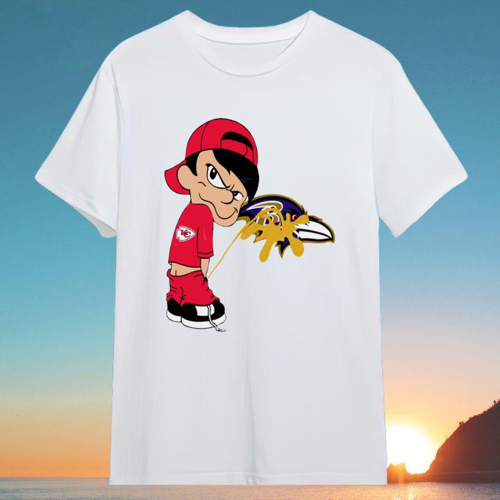 Official Kansas City Chiefs Calvin Peeing Piss On Baltimore Ravens Shirt