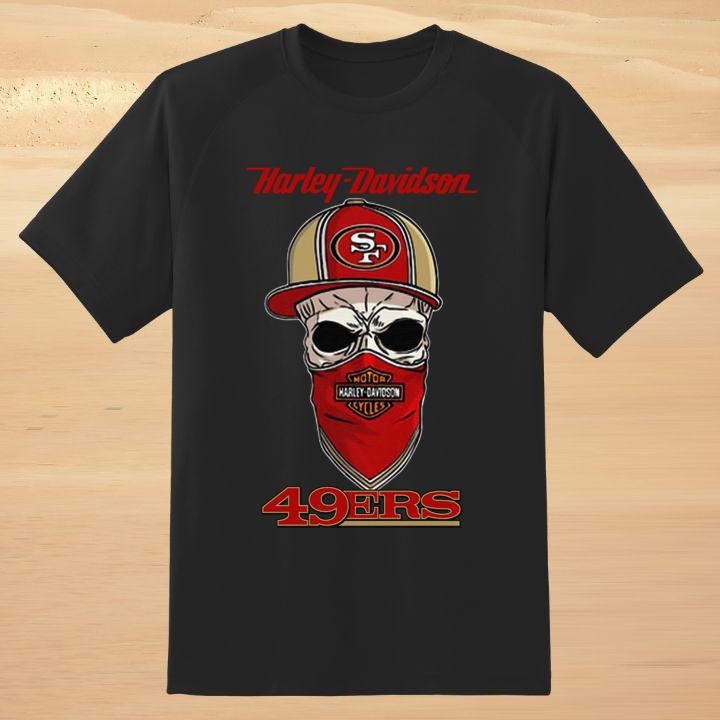 Official Skull Harley Davidson Mask San Francisco 49ers T-Shirt