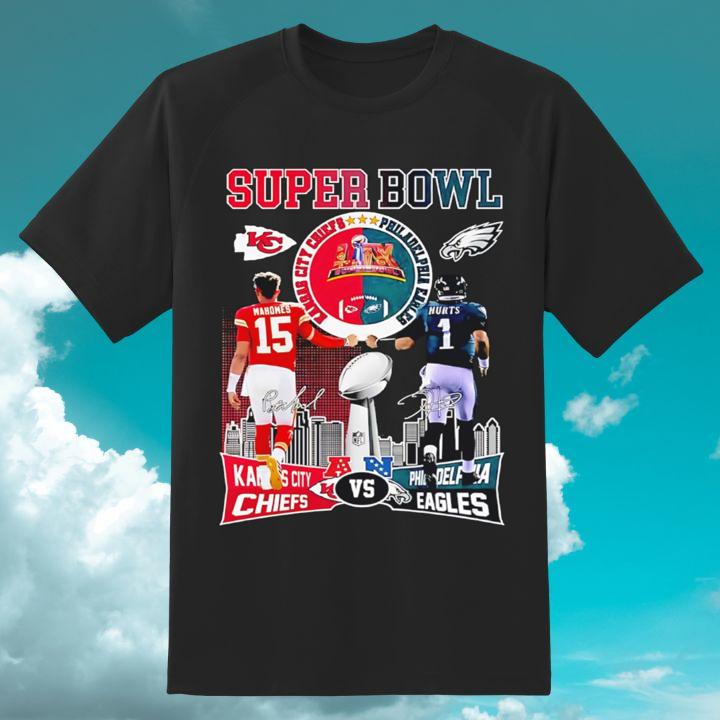 Awesome 2025 Super Bowl Kansas City Chiefs Vs Philadelphia Eagles Autograph T-Shirt