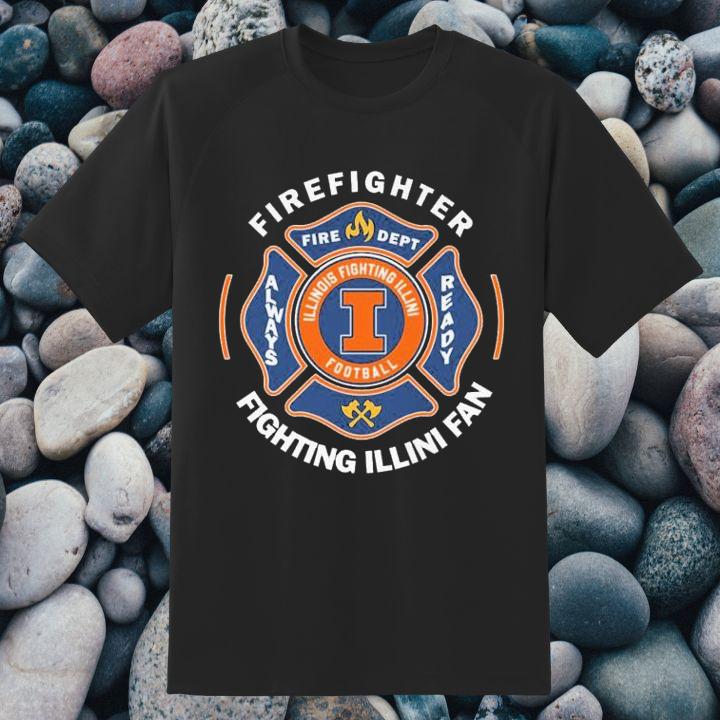 Fire Dept Illinois Fighting Illini Logo Football Firefighter T-Shirt